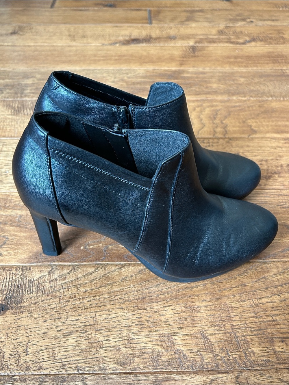 Clarks Ambyr Hope Platform Dress Booties Ankle Boots Black Leather Womens Size 7